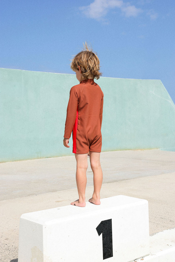 GROWN ZIP LS SWIM SUIT, TEDDY