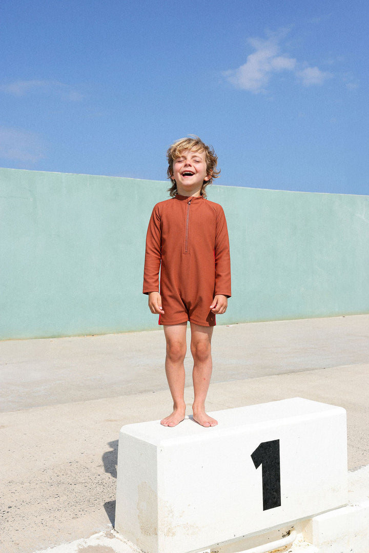 GROWN ZIP LS SWIM SUIT, TEDDY