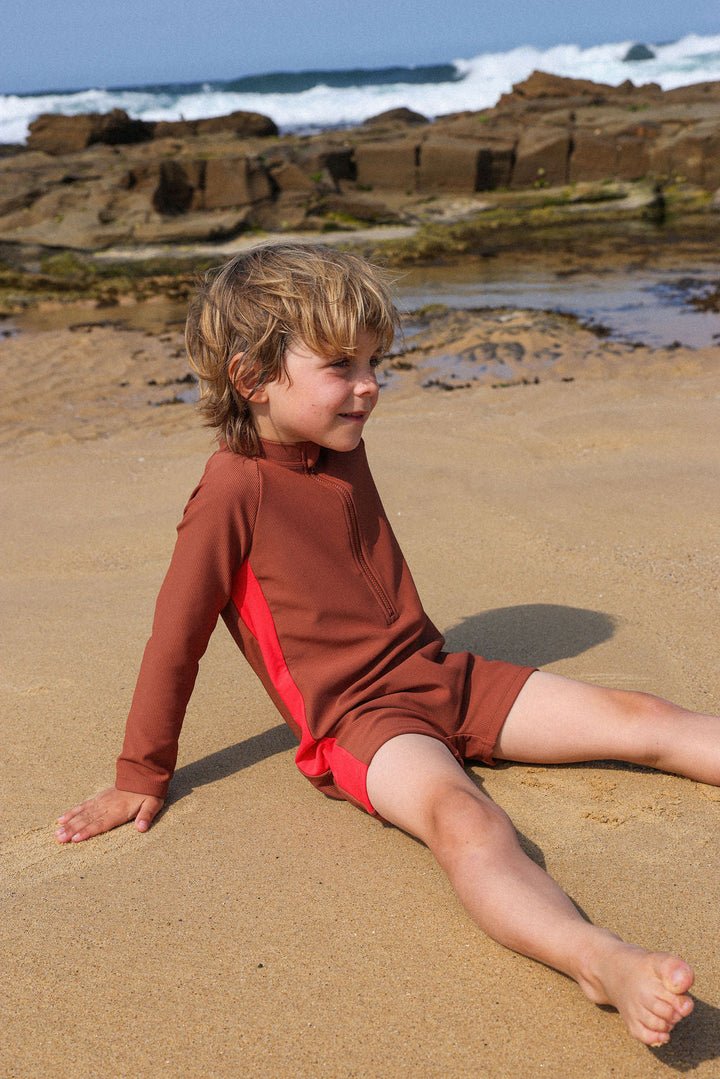 GROWN ZIP LS SWIM SUIT, TEDDY