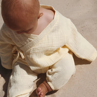 WORN CURATIONS MUSLIN KIMONO ROMPER: BUTTER