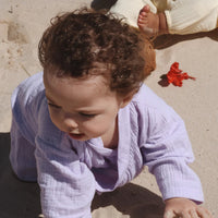 WORN CURATIONS MUSLIN KIMONO ROMPER: LAVENDER