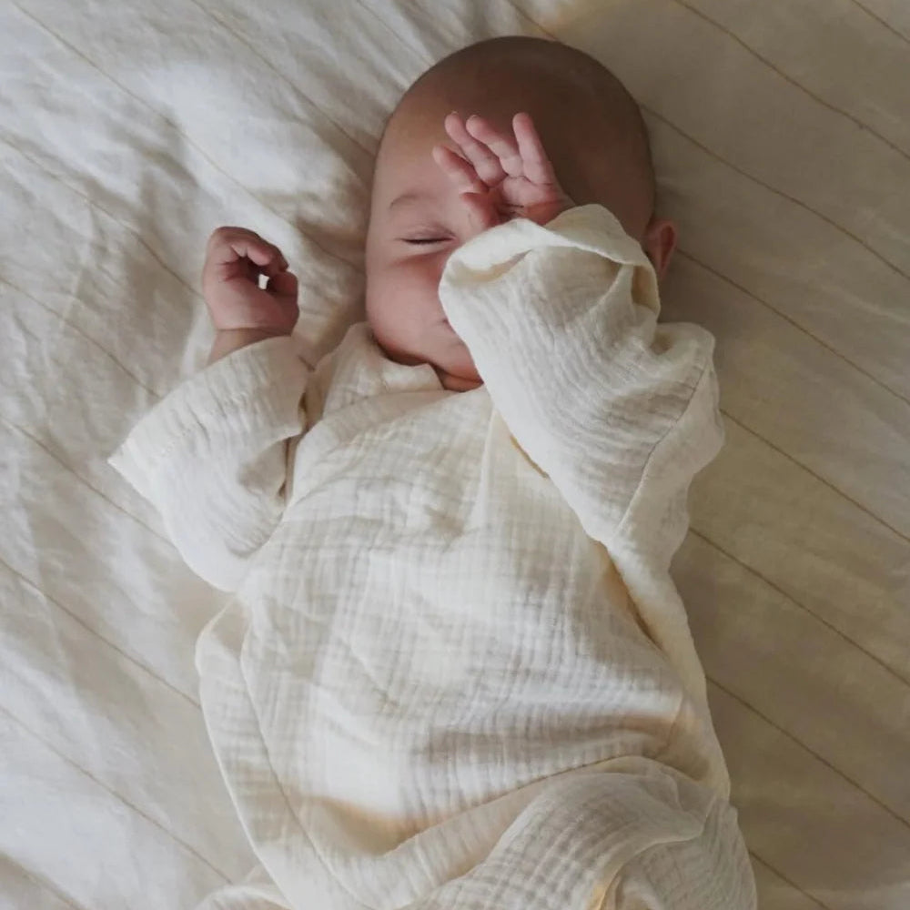 WORN CURATIONS MUSLIN KIMONO ROMPER: MILK