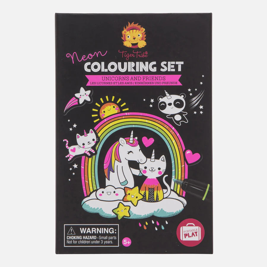 TIGER TRIBE NEON COLOURING SET: UNICORN AND FRIENDS