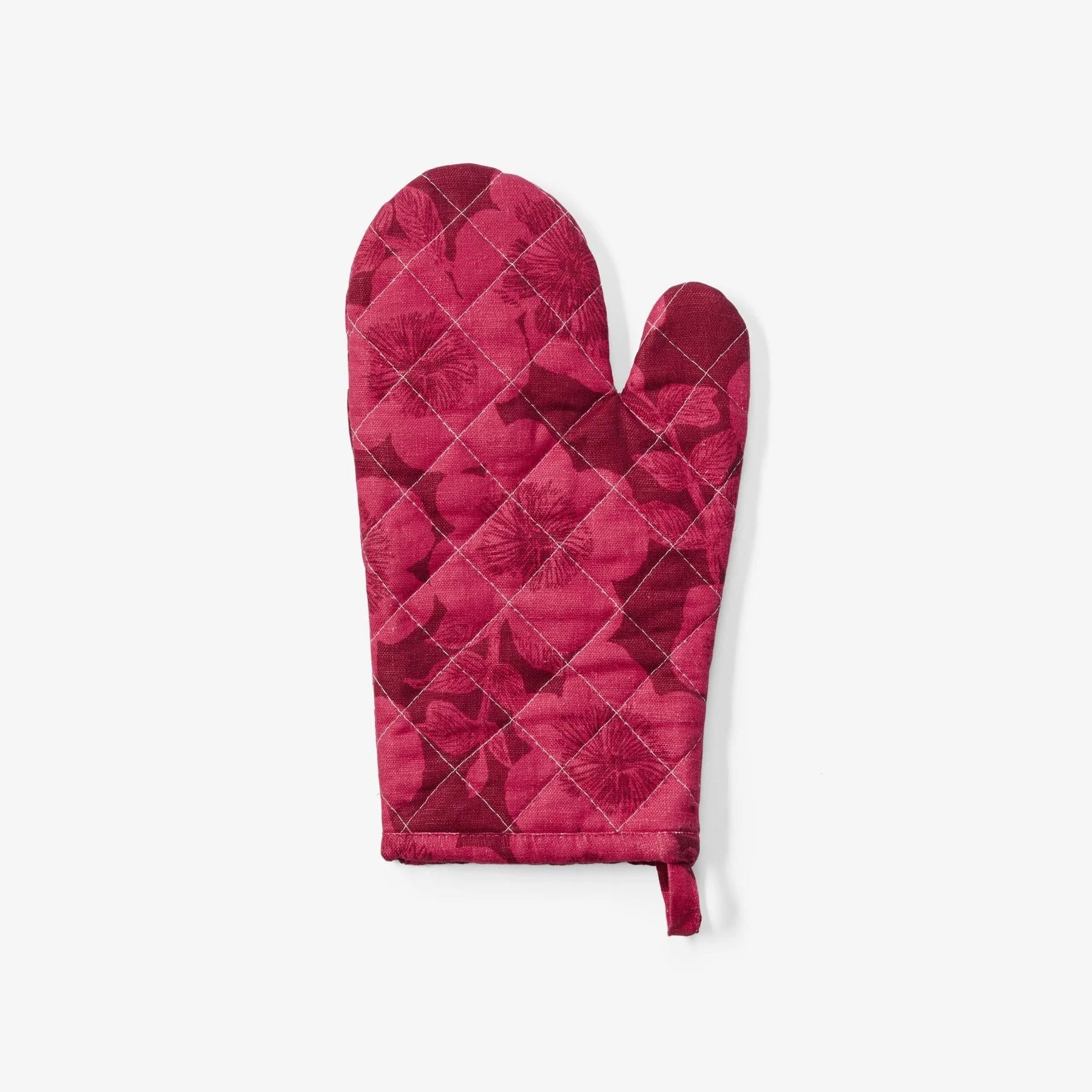 BONNIE AND NEIL LINEN OVEN MITT: JARDIN CERISE