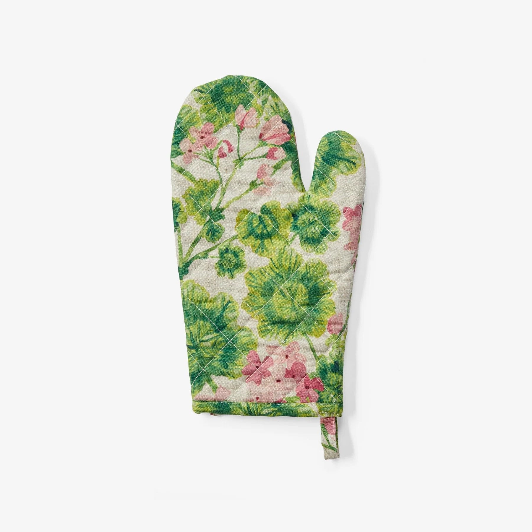 BONNIE AND NEIL LINEN OVEN MITT: GERANIUM
