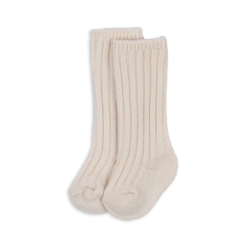 KONGES SLOJD LANA HEAVY KNITTED SOCKS: OFF WHITE MELANGE