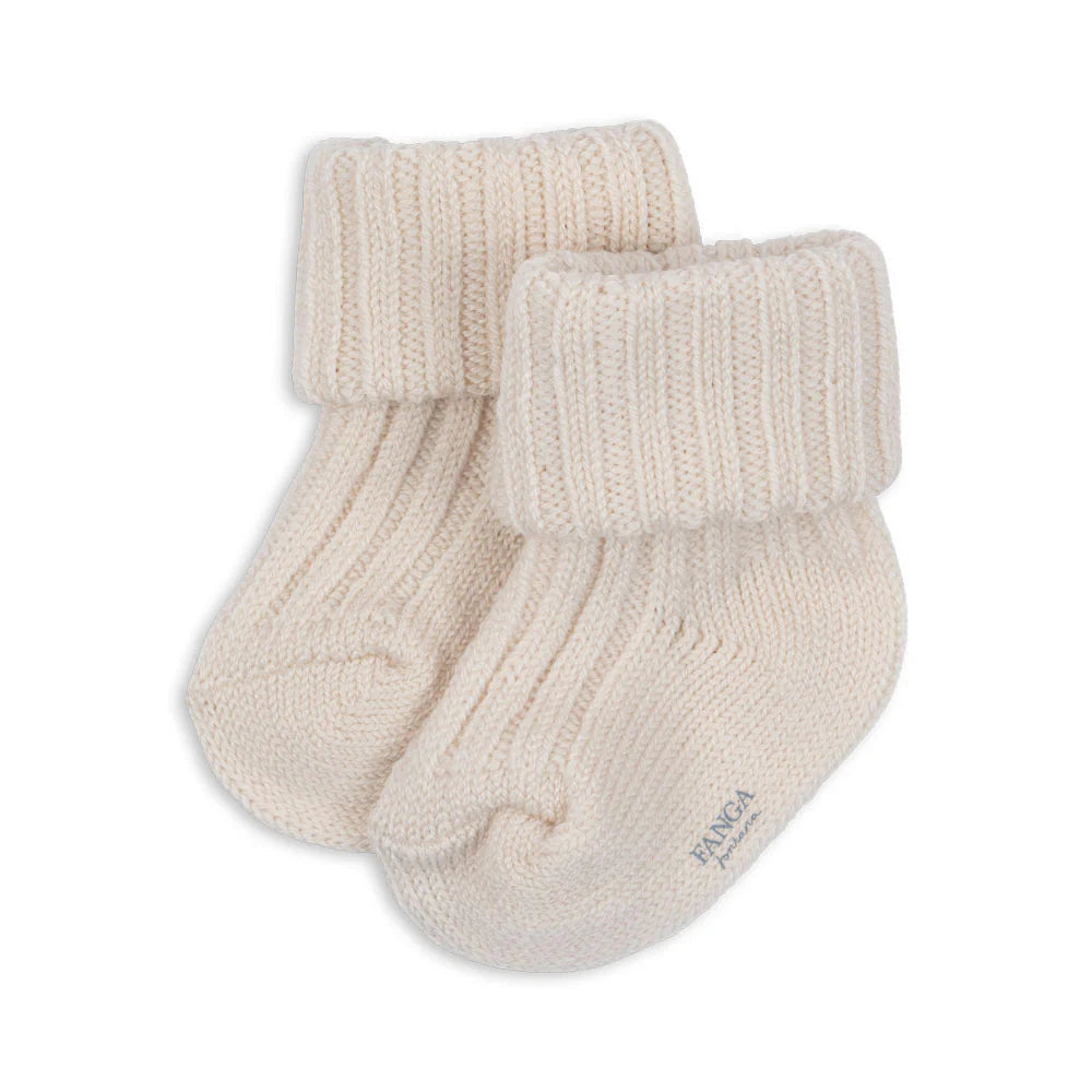 KONGES SLOJD LANA HEAVY KNITTED SOCKS: OFF WHITE MELANGE