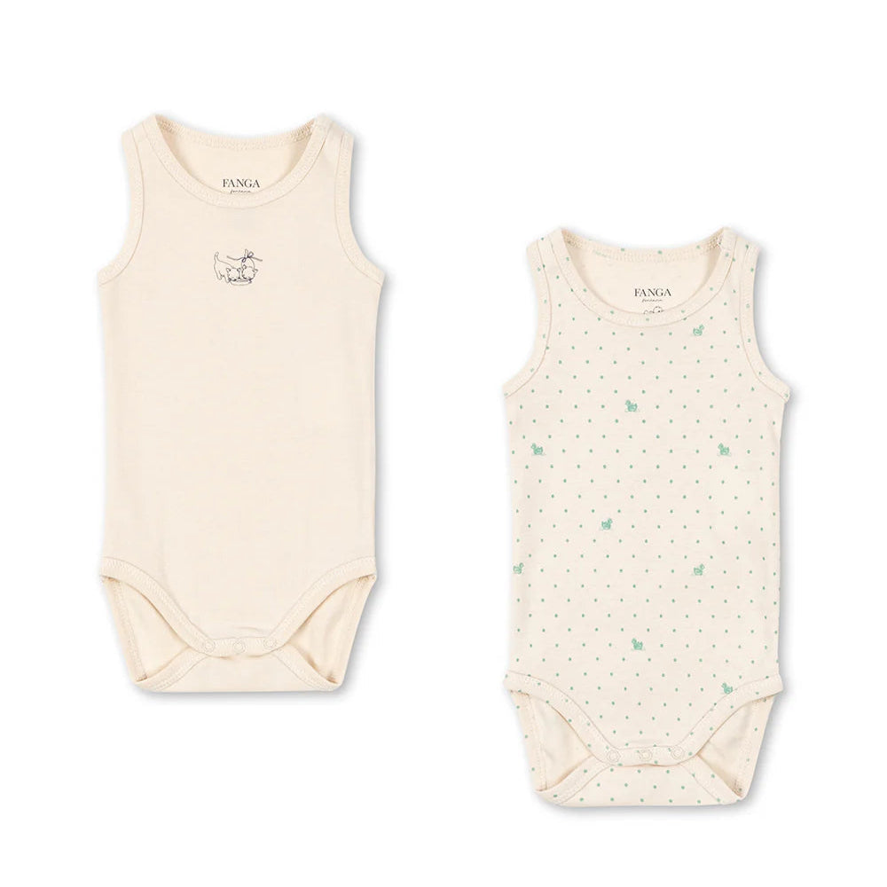 Konges Sløjd Fio Bodysuit 2pc Lago Verde/Buttercream - baby bodysuit two pack