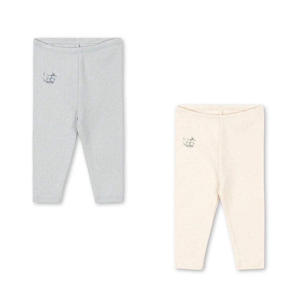 Konges Sløjd Perla Pants 2pc Buttercream/Pearl Blue - baby pants two pack