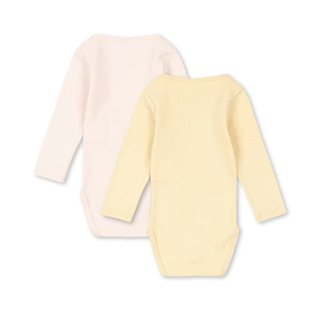KONGES SLOJD PERLA LS BODYSUIT 2PC: BANANA CREPE/ CREOLE PINK