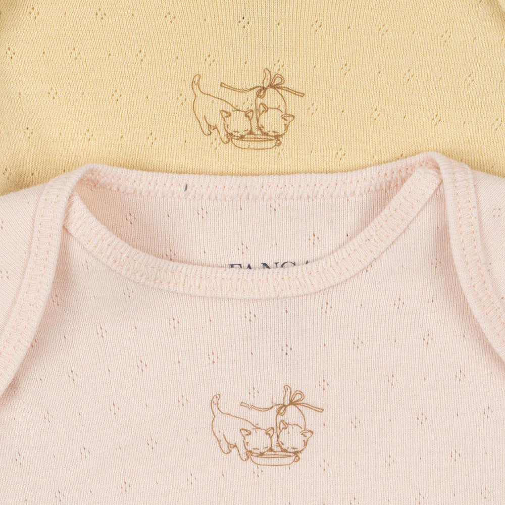 KONGES SLOJD PERLA LS BODYSUIT 2PC: BANANA CREPE/ CREOLE PINK