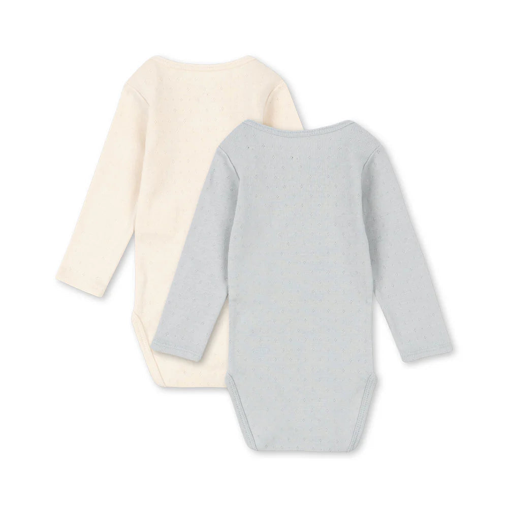 KONGES SLOJD PERLA LS BODYSUIT 2PC: BUTTERCREAM/ PEARL BLUE