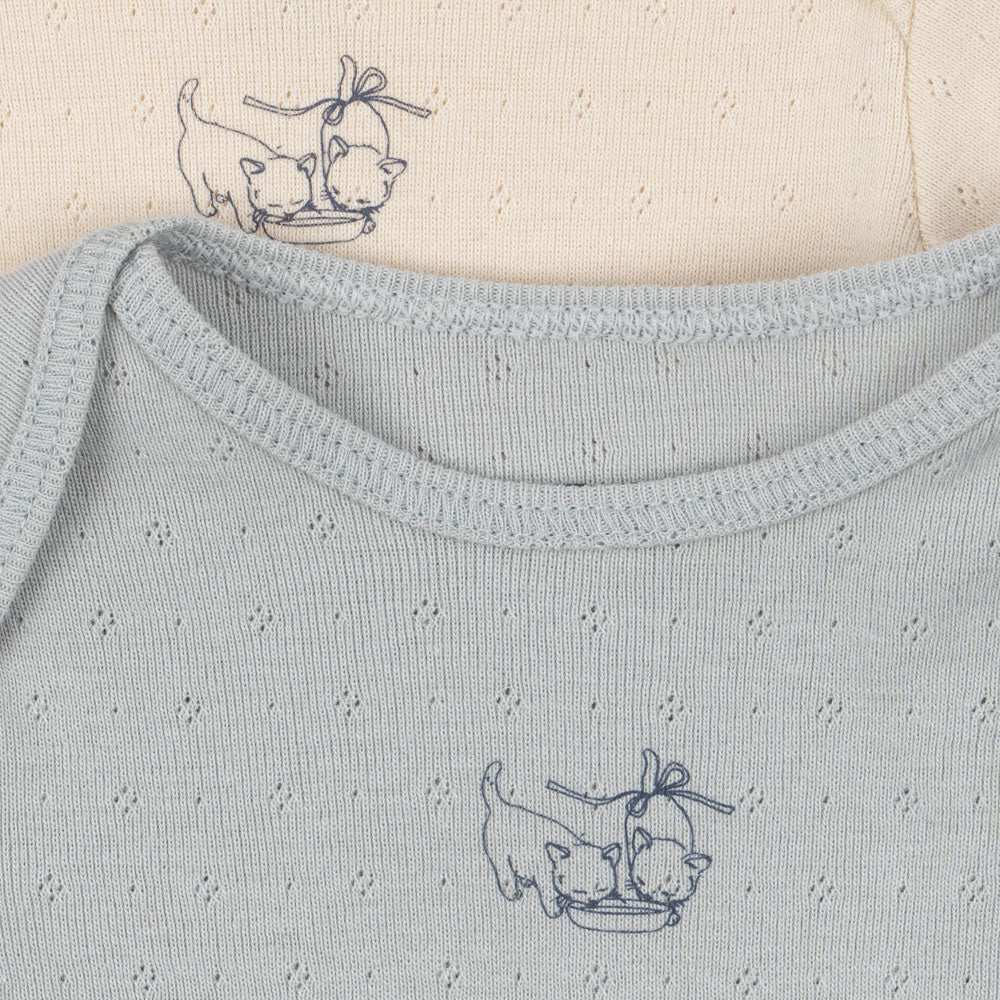 KONGES SLOJD PERLA LS BODYSUIT 2PC: BUTTERCREAM/ PEARL BLUE