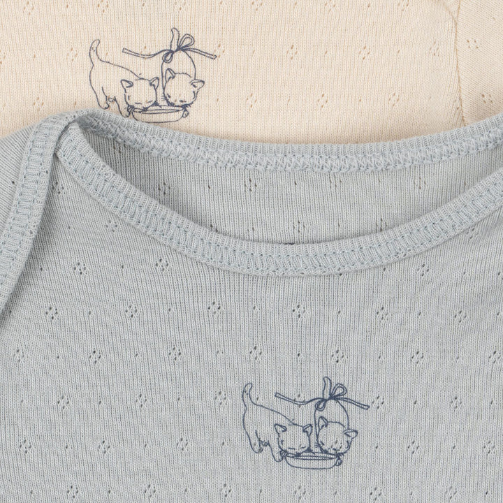 KONGES SLOJD PERLA LS BODYSUIT 2PC: BUTTERCREAM/ PEARL BLUE