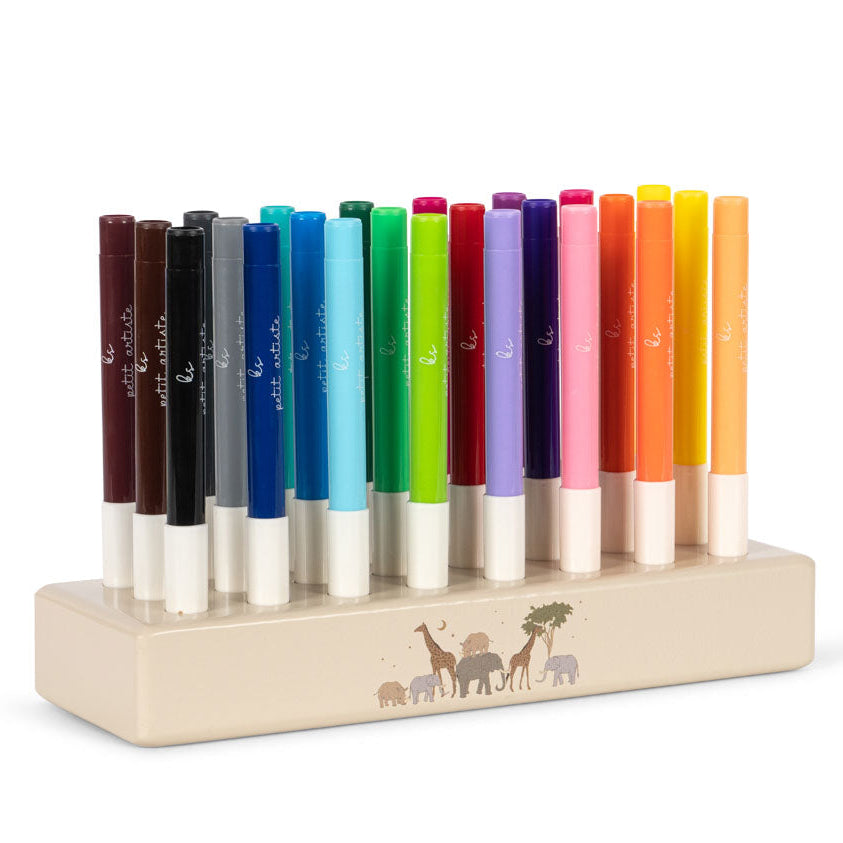 Konges Sløjd Markers In Wooden Block 24pc Safari