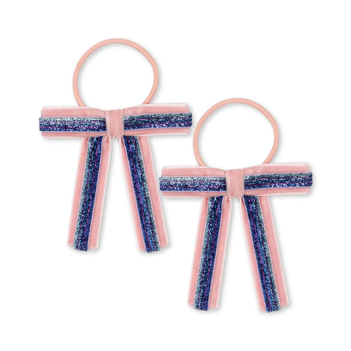 KONGES SLOJD VELVET BOW ELASTICS 2PC: MELLOW ROSE