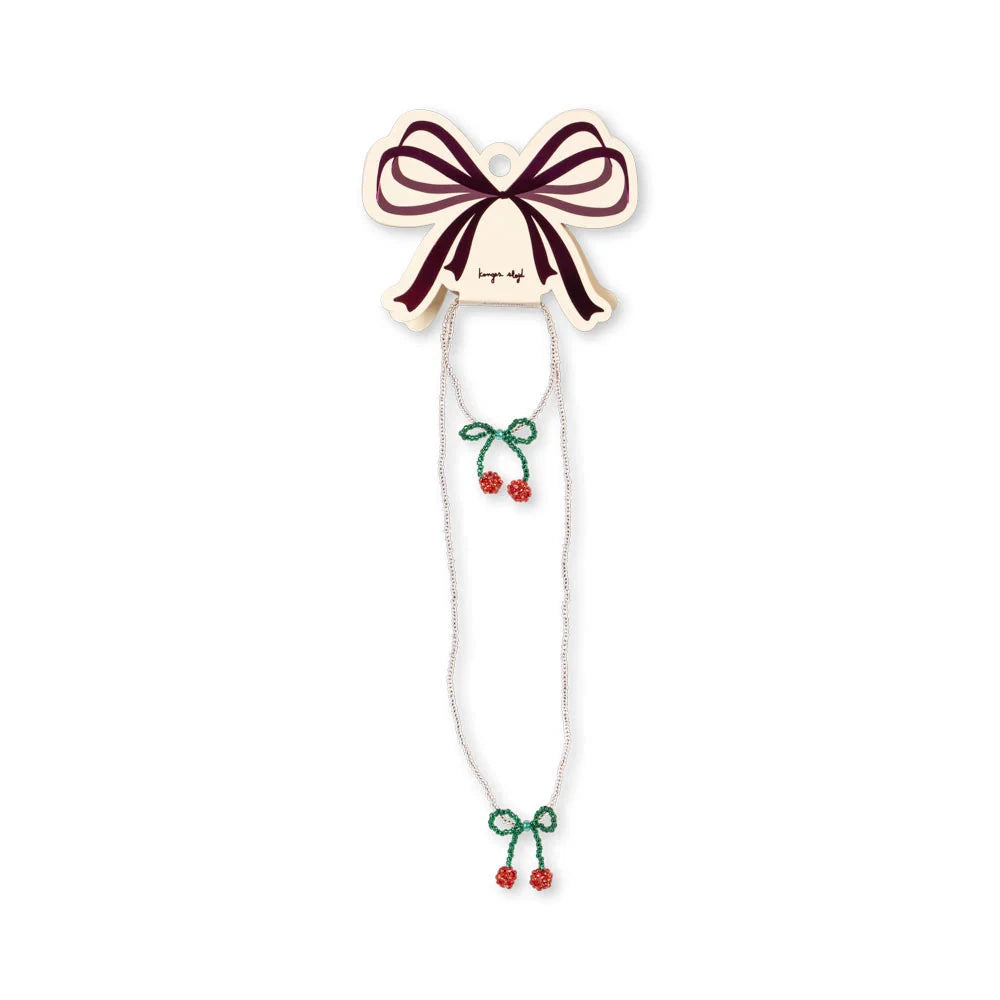 KONGES SLOJD PEARLY NECKLACE &amp; BRACELET 2PC: CHERRY