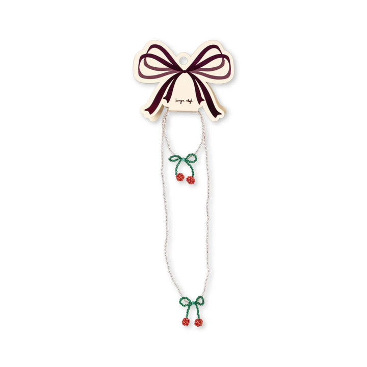 KONGES SLOJD PEARLY NECKLACE &amp; BRACELET 2PC: CHERRY
