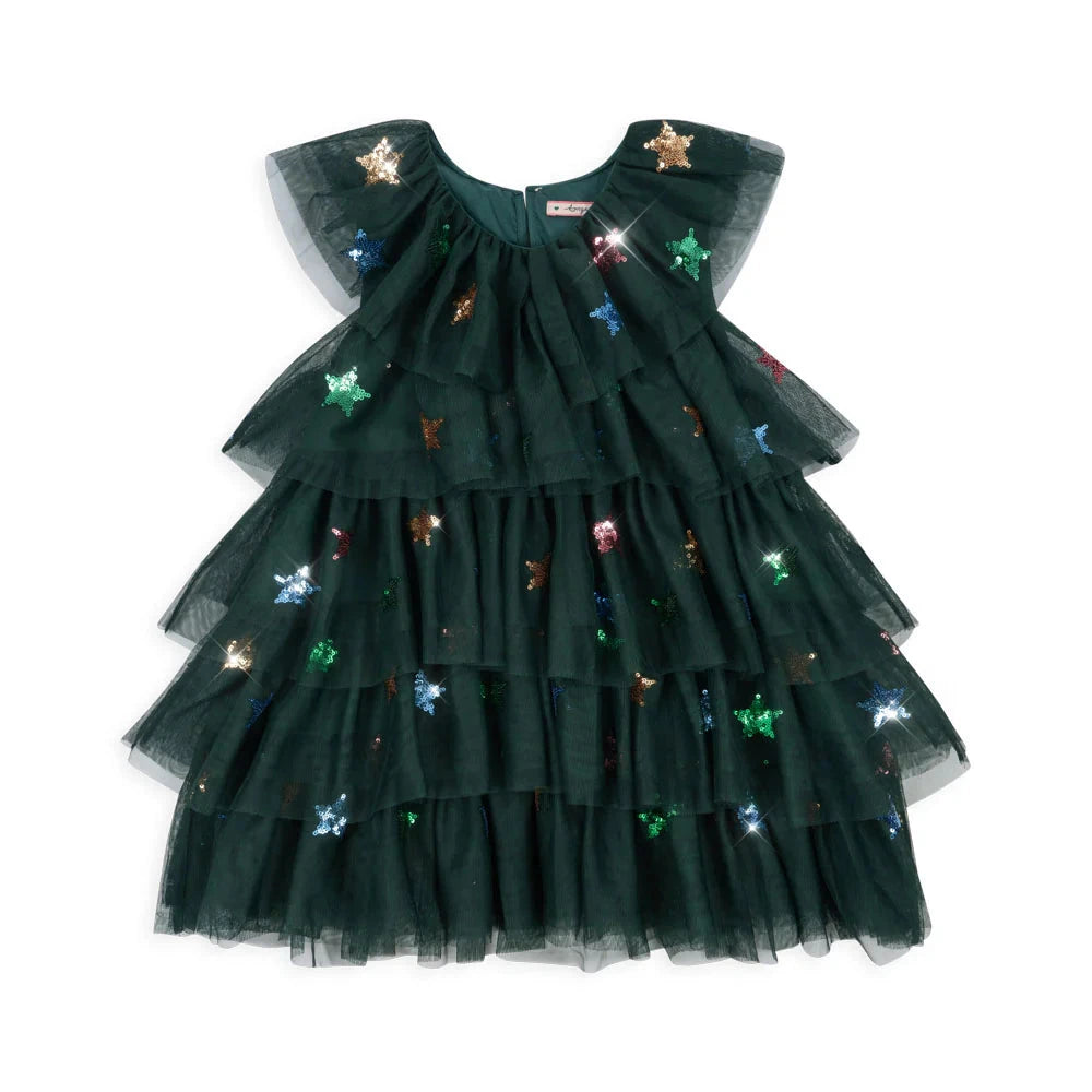 KONGES SLOJD YVONNE CHRISTMAS DRESS: HUNTER GREEN