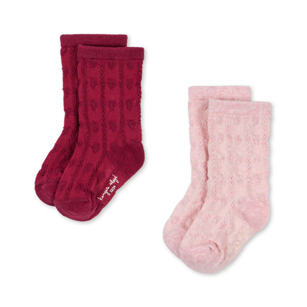 KONGES SLOJD FINE JAQUARD SOCKS 2PC: HEART MIX