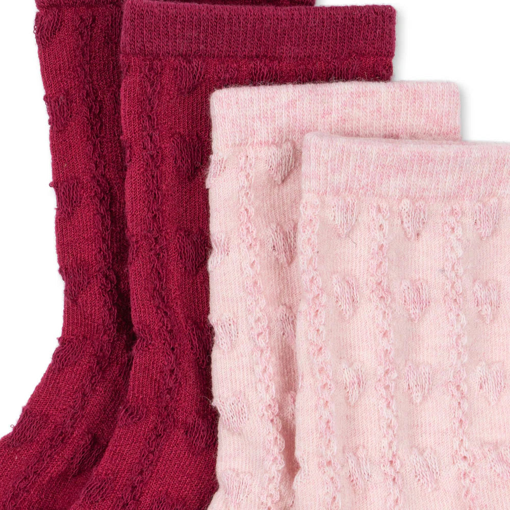 KONGES SLOJD FINE JAQUARD SOCKS 2PC: HEART MIX