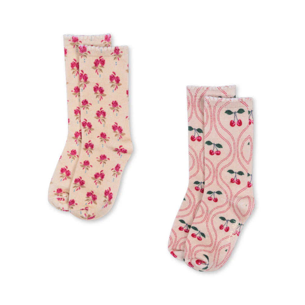 KONGES SLOJD 2 PACK PRINTED SOCKS: CHERRY MIX