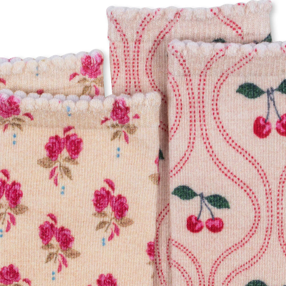 KONGES SLOJD 2 PACK PRINTED SOCKS: CHERRY MIX