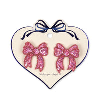 KONGES SLOJD SEQUIN BOW HAIR CLIP 2PC: RAPTURE ROSE