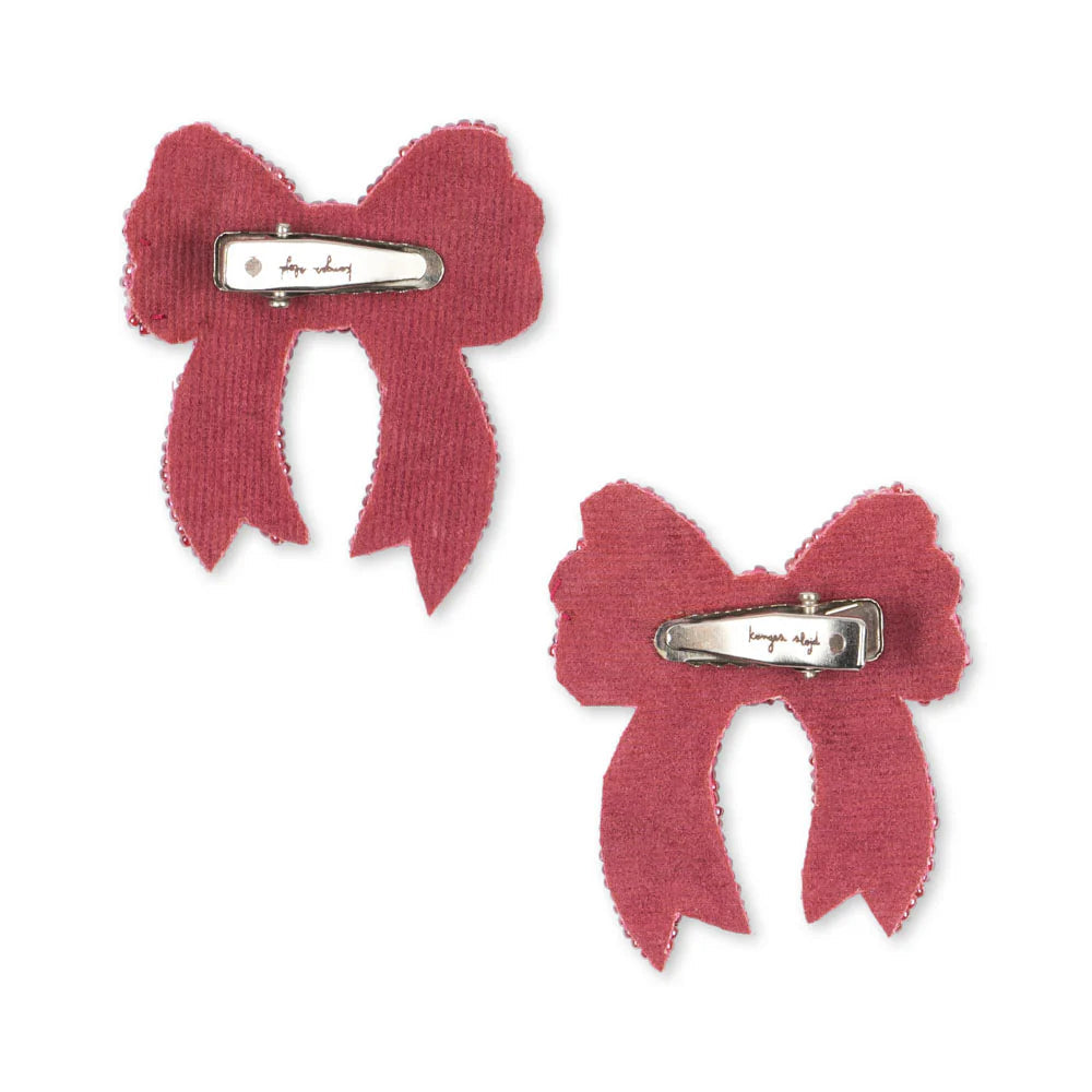 KONGES SLOJD SEQUIN BOW HAIR CLIP 2PC: RAPTURE ROSE