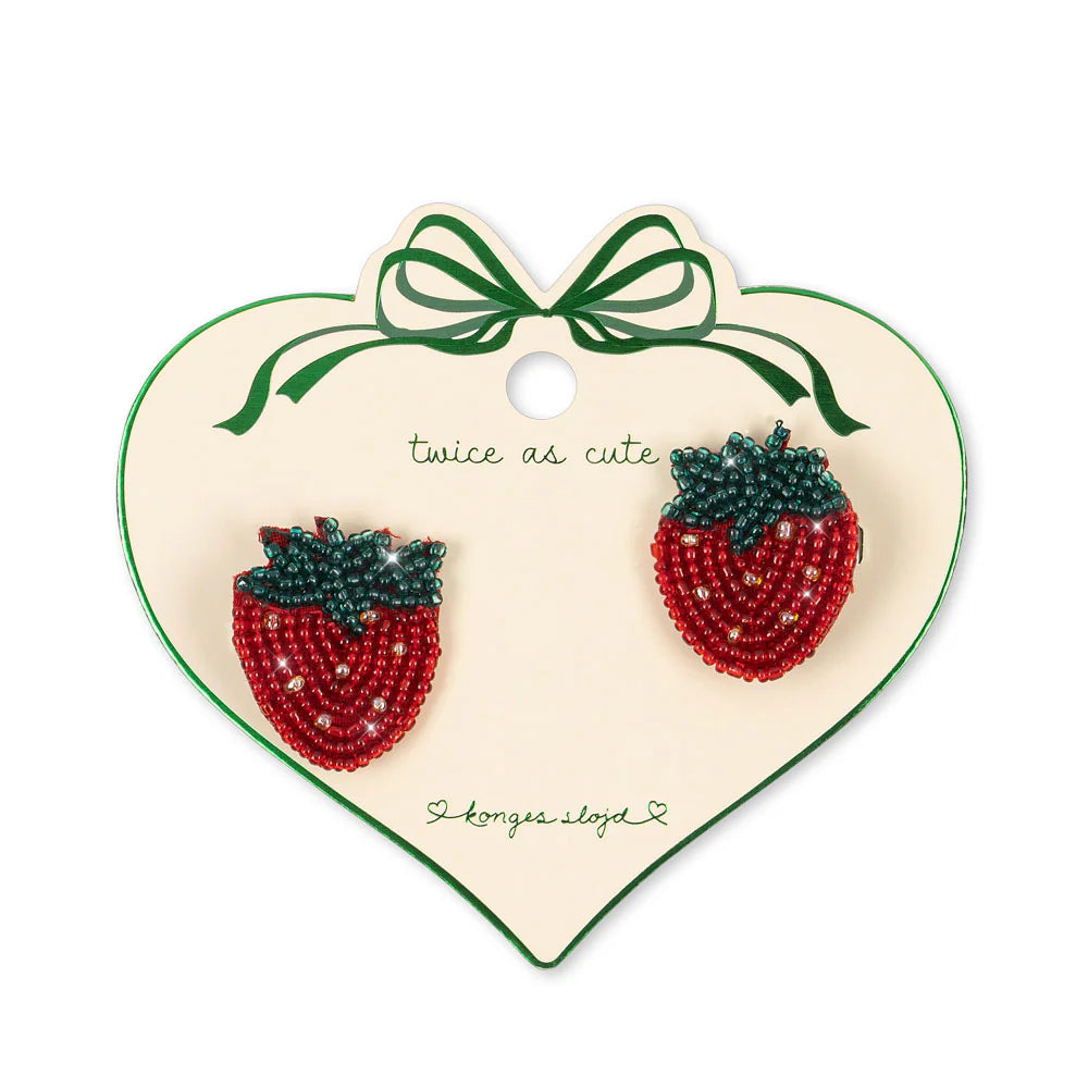 KONGES SLOJD BEADED HAIR CLIP 2PC: STRAWBERRY