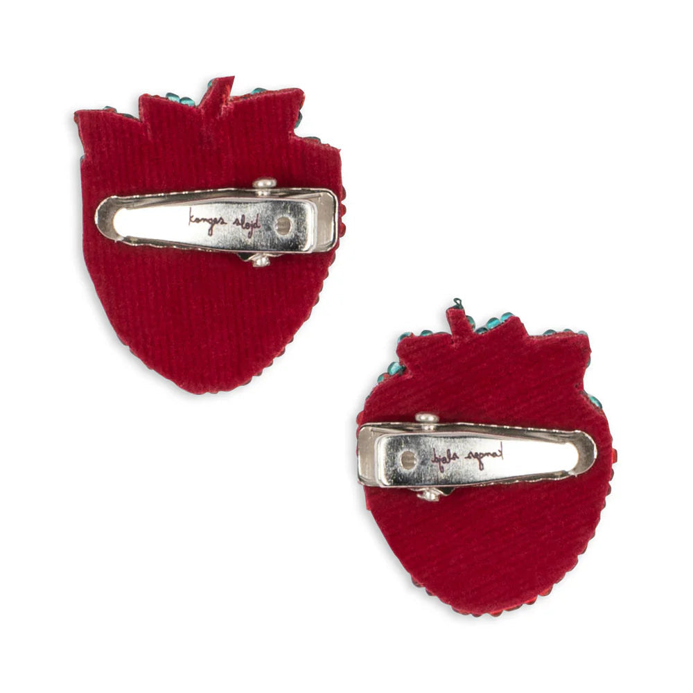 KONGES SLOJD BEADED HAIR CLIP 2PC: STRAWBERRY
