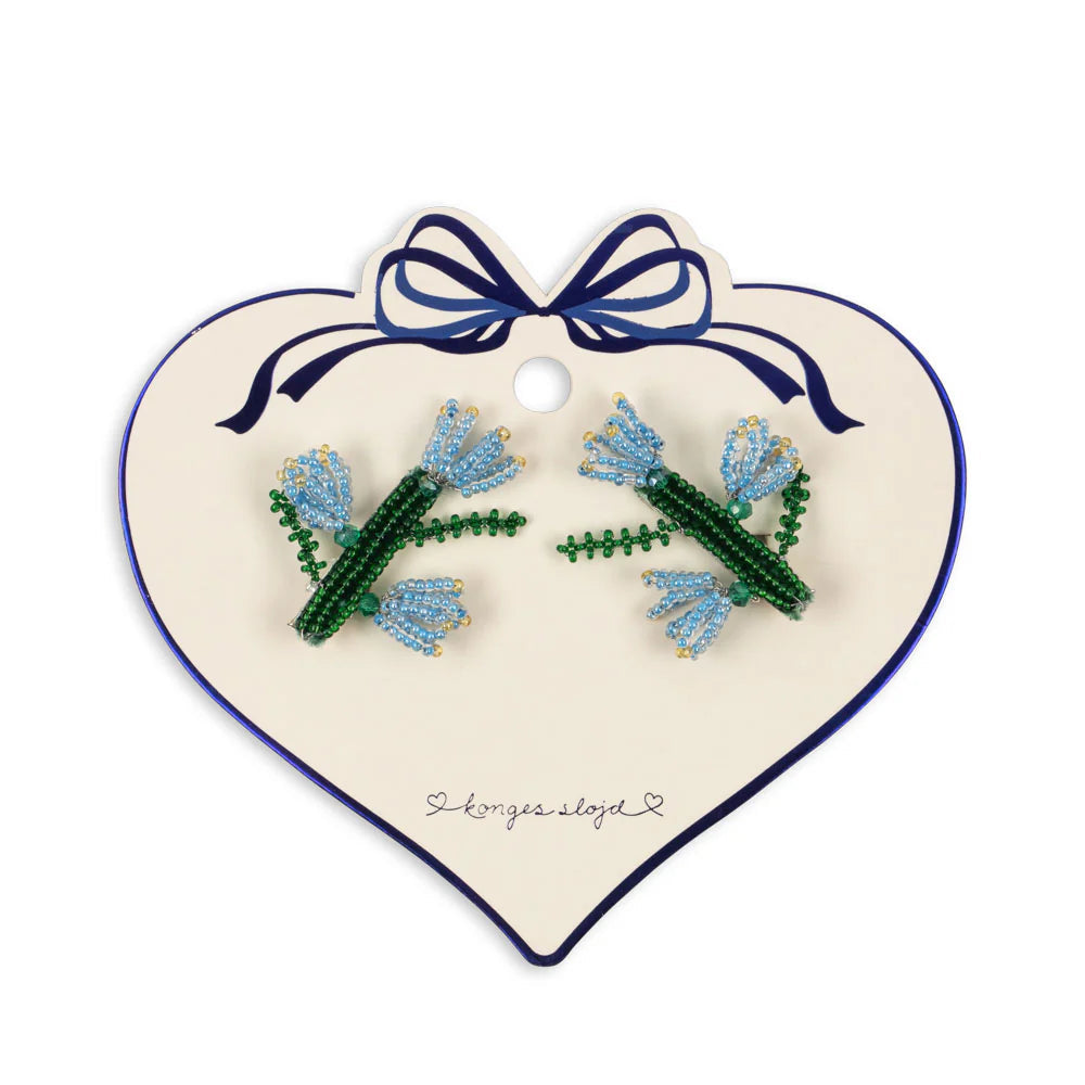 KONGES SLOJD TULIP BEADED HAIR CLIP 2PC: CAPTAIN BLUE