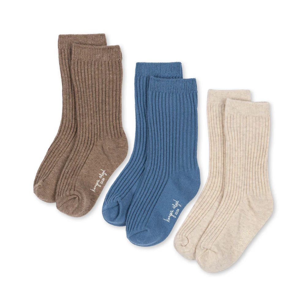 KONGES SLOJD 3 PACK RIB SOCKS: SLEET MIX