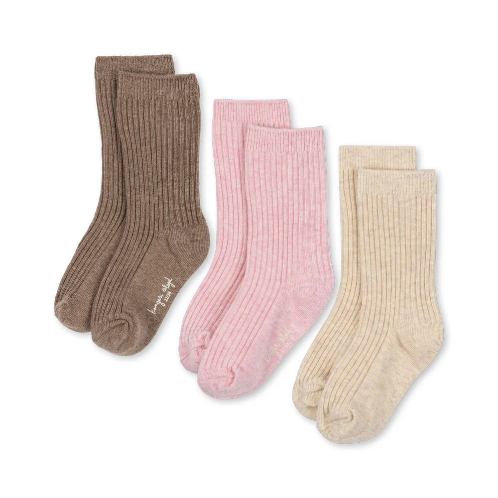KONGES SLOJD 3 PACK RIB SOCKS: ROSE MIX
