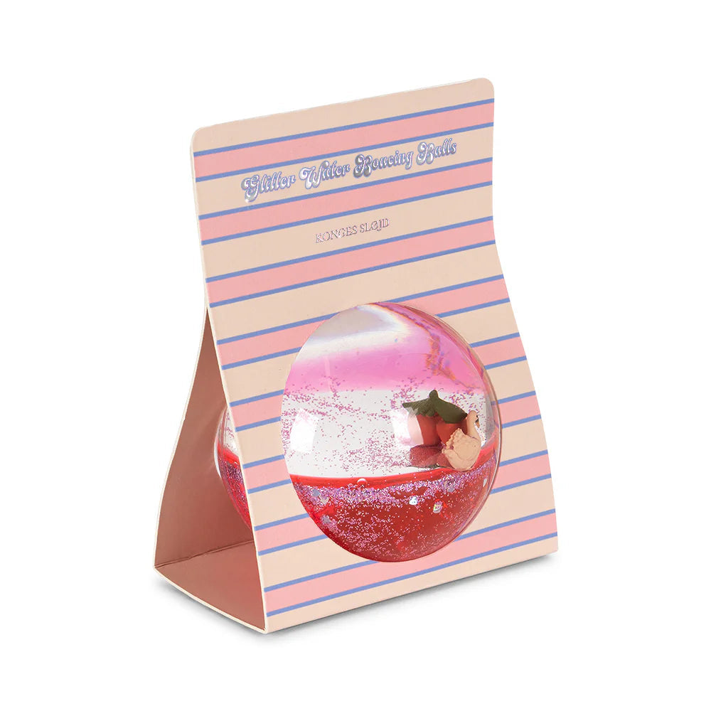 KONGES SLOJD GLITTER BOUNCING WATER BALL: CHERRY
