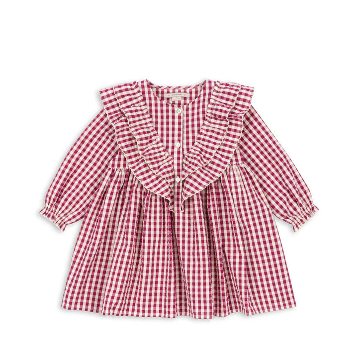 KONGES SLOJD KIM DRESS: SANGRIA/BUTTER CHECK
