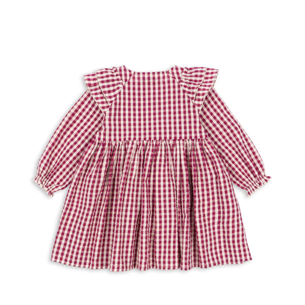KONGES SLOJD KIM DRESS: SANGRIA/BUTTER CHECK