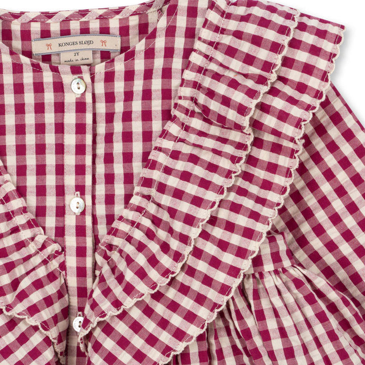 KONGES SLOJD KIM DRESS: SANGRIA/BUTTER CHECK
