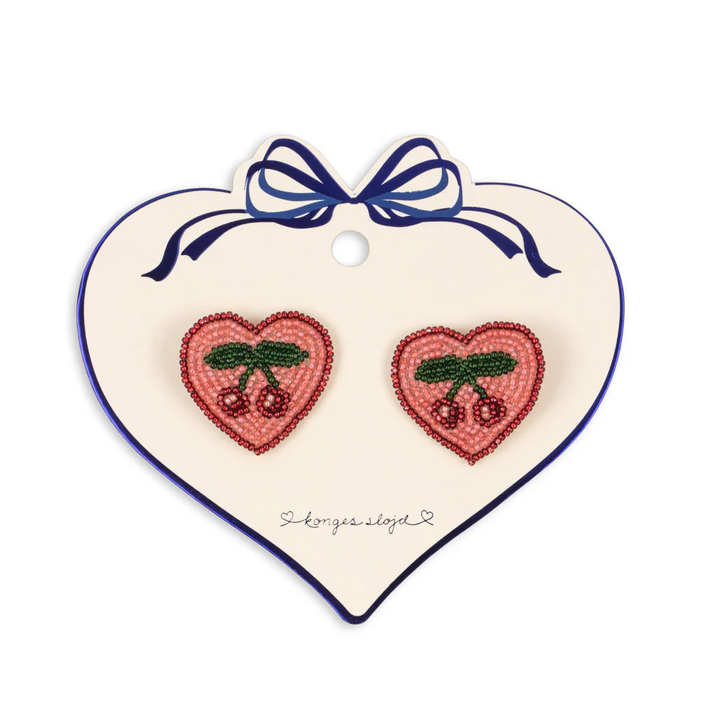 KONGES SLOJD HEART HAIR CLIP 2PC: CHERRY