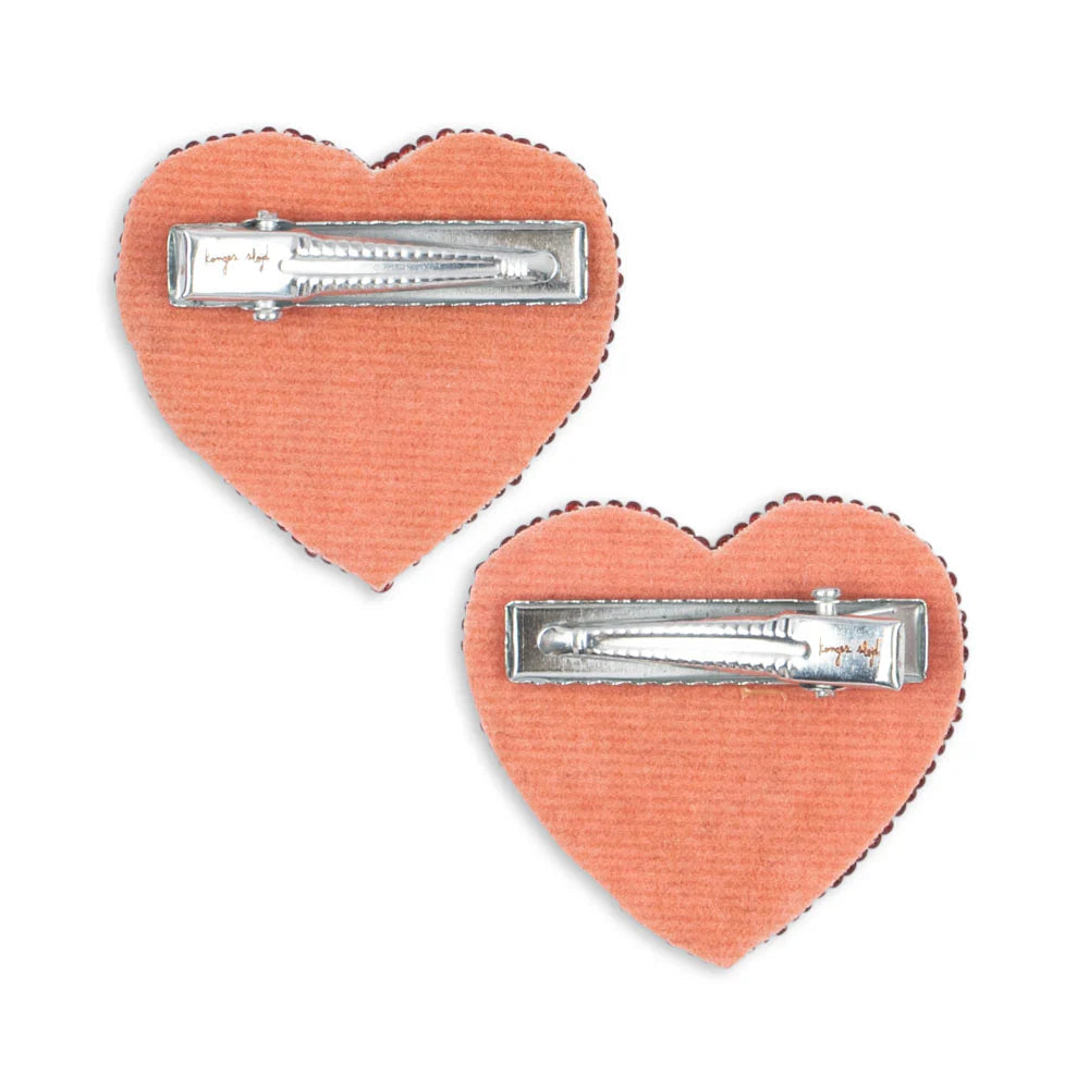 KONGES SLOJD HEART HAIR CLIP 2PC: CHERRY
