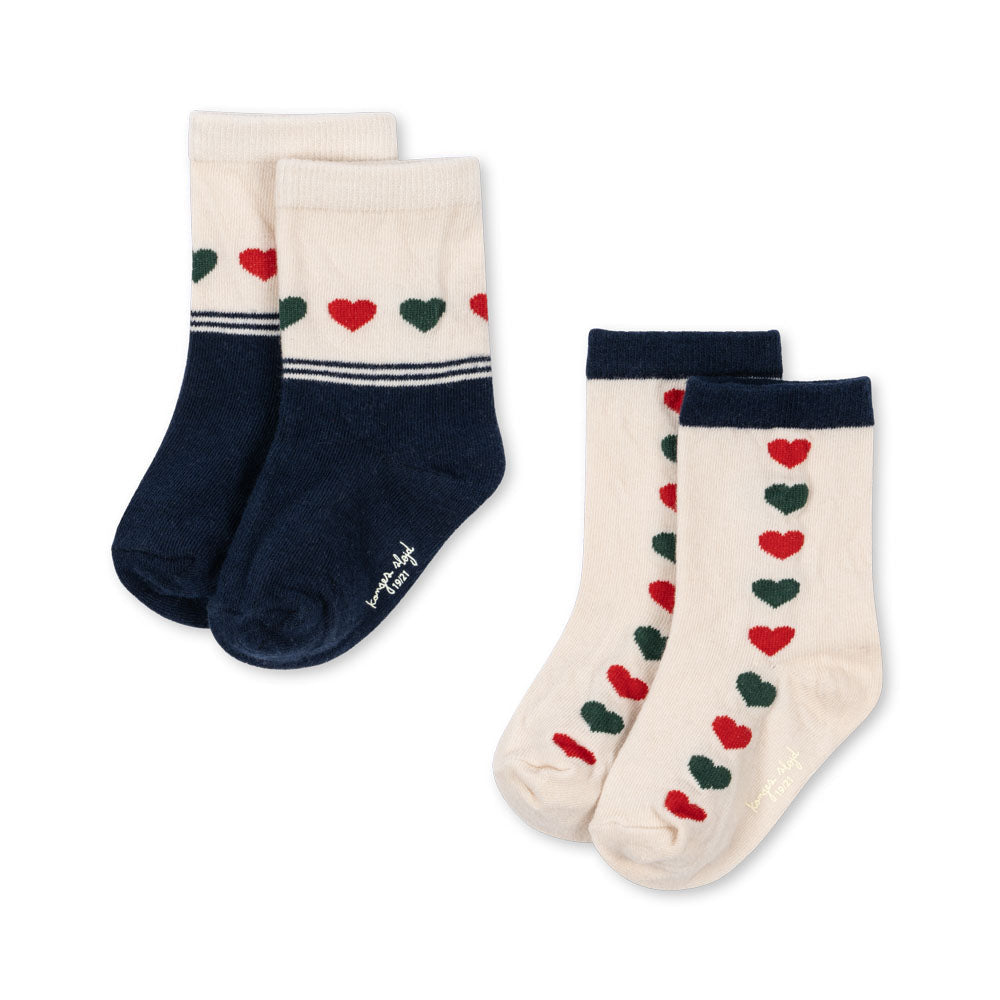Konges Sløjd 2 Pack Heart Jaquard Socks Heart Mix