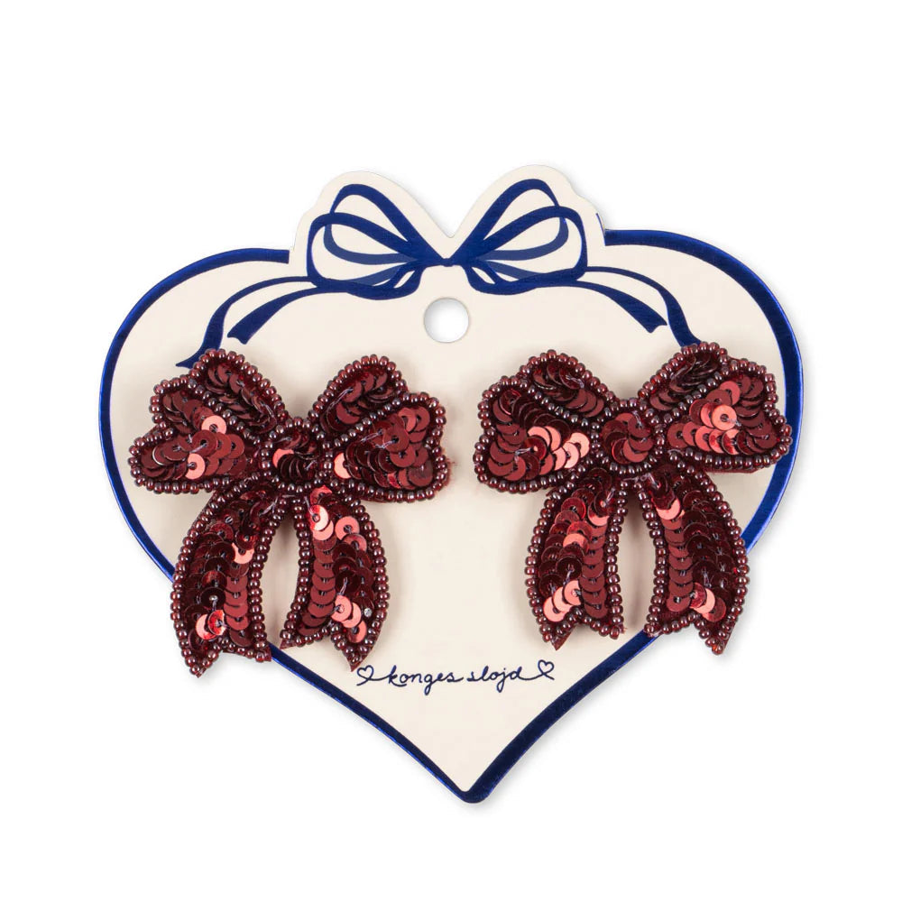 KONGES SLOJD SEQUIN BOW HAIR CLIP 2PC: RIO RED