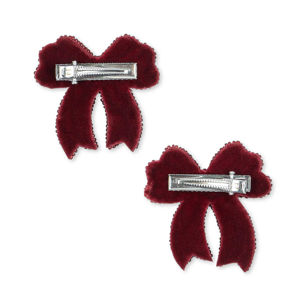 KONGES SLOJD SEQUIN BOW HAIR CLIP 2PC: RIO RED
