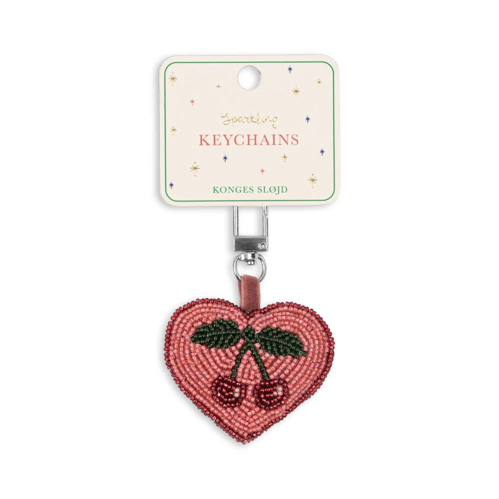 Konges Sløjd Beaded Key Chain Cherry - beaded bag charm keyring