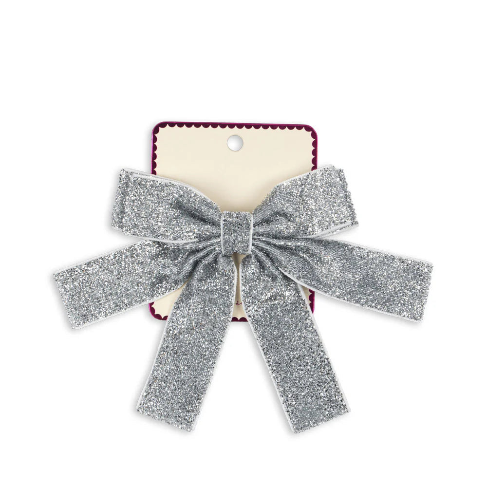 KONGES SLOJD GLITTER HAIR BOW CLIP: SILVER