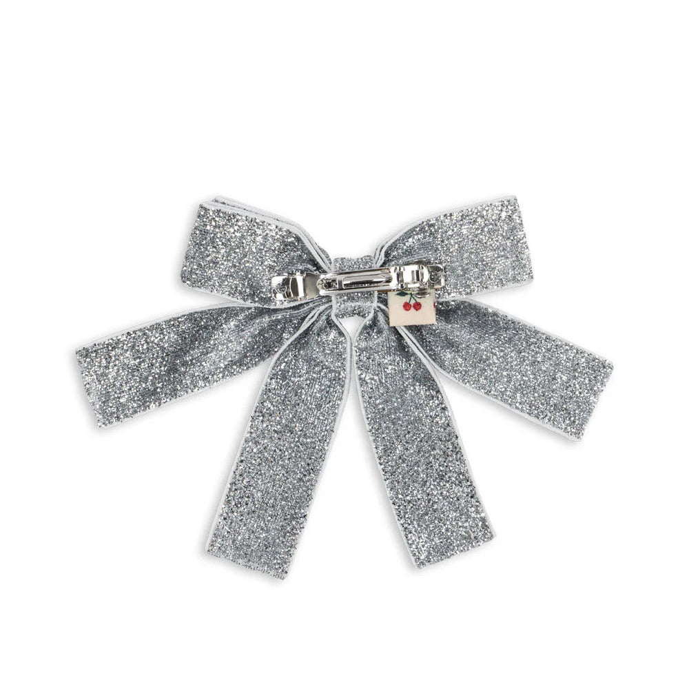 KONGES SLOJD GLITTER HAIR BOW CLIP: SILVER
