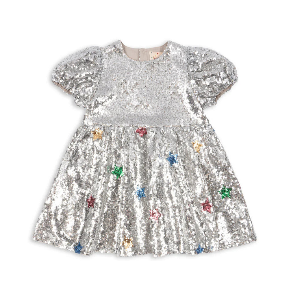 KONGES SLOJD STARLA STAR DUST DRESS: STAR SEQUIN SILVER