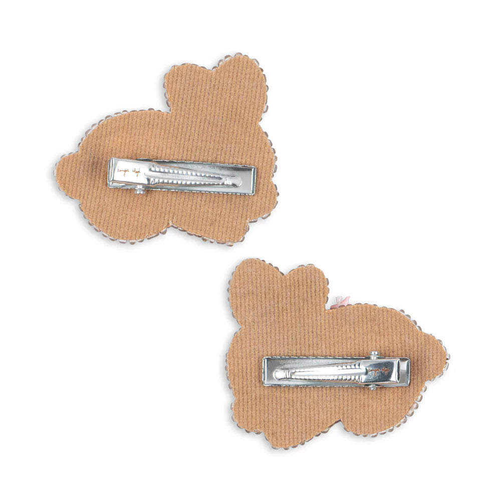 KONGES SLOJD BEADED BUNNY HAIR CLIPS 2PC