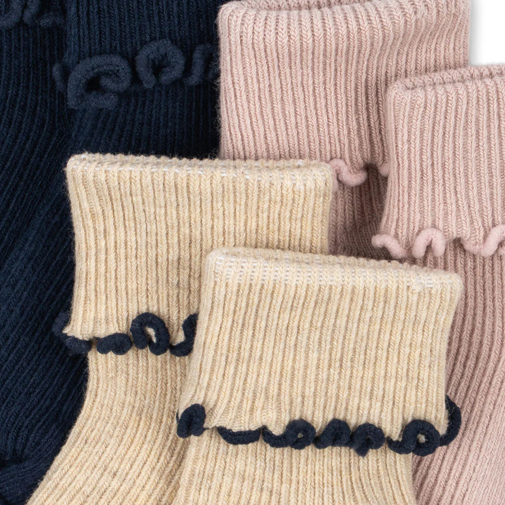 KONGES SLOJD FRILL SOCKS (3 PACK): NAVY/CREAM/BLUSH