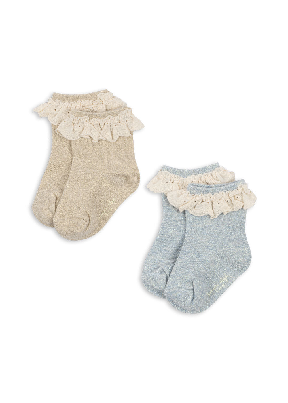 Konges Sløjd Glitter Frill Socks 2pc pearl blue - packshot